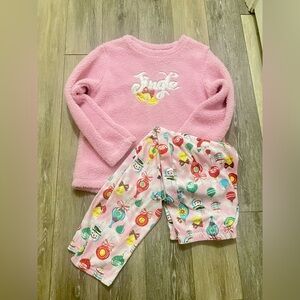 Holiday Time Pink Jingle Pajama Set size medium (8-10) Christmas Holidays